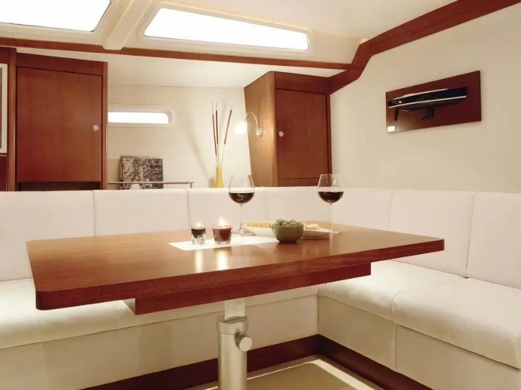 Salon of Ianira, a Hanse 470 sailboat at Thira, Greece