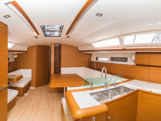 Salon of Top Smile, a Jeanneau Sun Odyssey 449 sailboat at Punat, Croatia