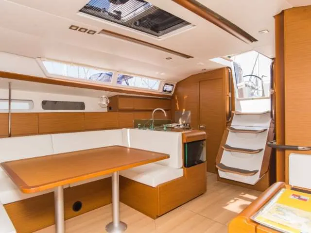 Salon of Top Smile, a Jeanneau Sun Odyssey 449 sailboat at Punat, Croatia