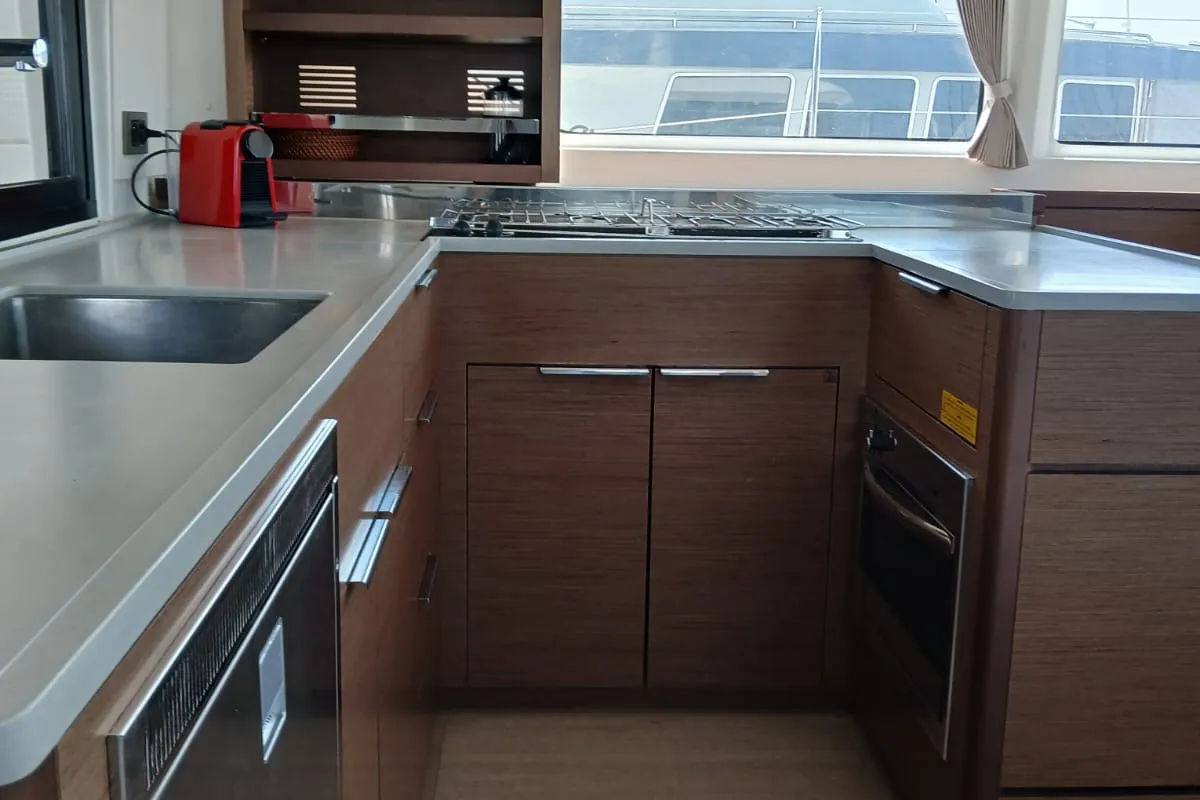 Galley of Ostraco, a Lagoon 46 catamaran at Lavrion, Greece