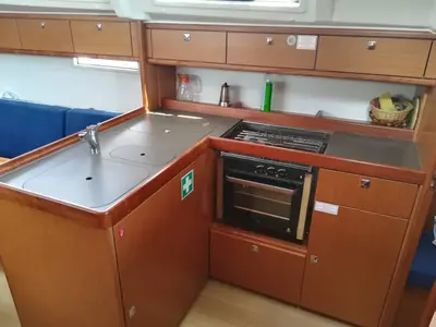 Exterior view of Mayan, a Bavaria Cruiser 37 sailboat at Grad Pula, Croatia