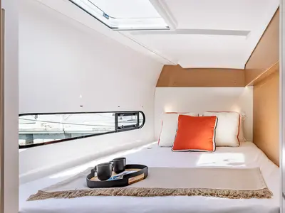 Cabin on Excess 11, a catamaran at Central Abaco, Bahamas