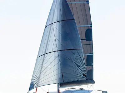 Exterior view of Excess 11, a catamaran at Central Abaco, Bahamas
