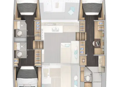 Floor plan of Marija, a Lagoon 43 - 3 + 1 cab. OW catamaran at Seget Donji, Croatia