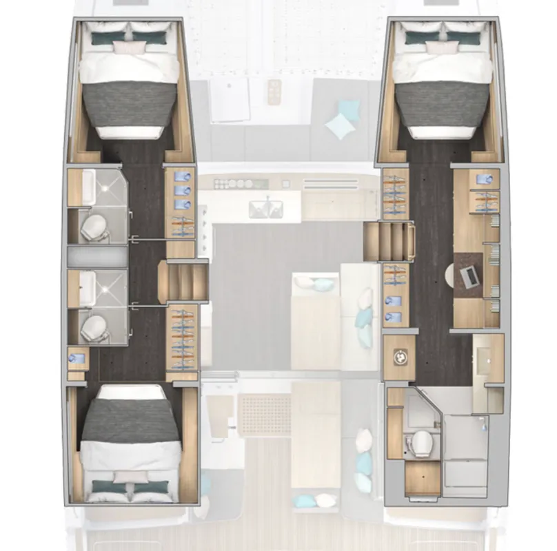Floor plan of Marija, a Lagoon 43 - 3 + 1 cab. OW catamaran at Seget Donji, Croatia