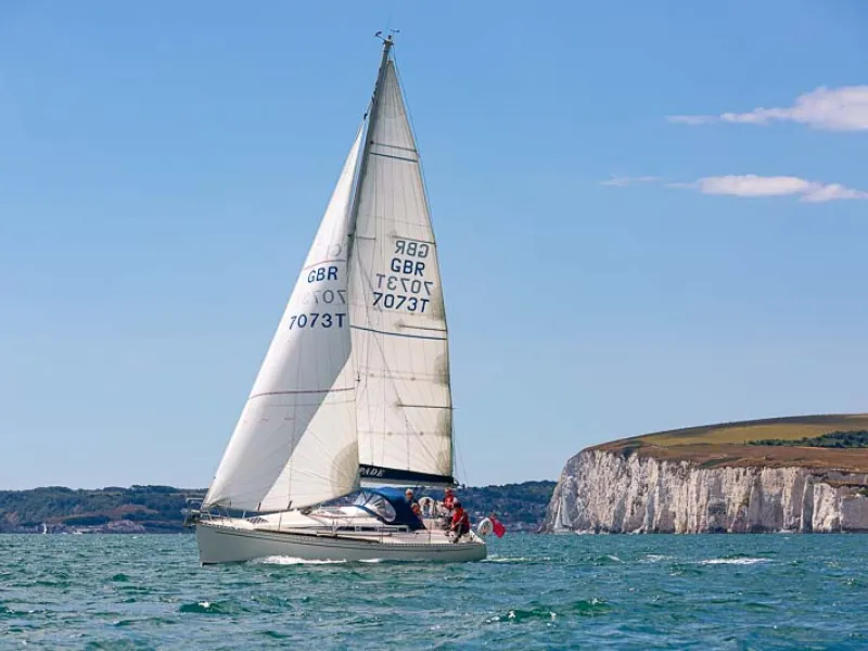 Exterior view of Escapade, a Elan 333 sailboat at Poole, United Kingdom