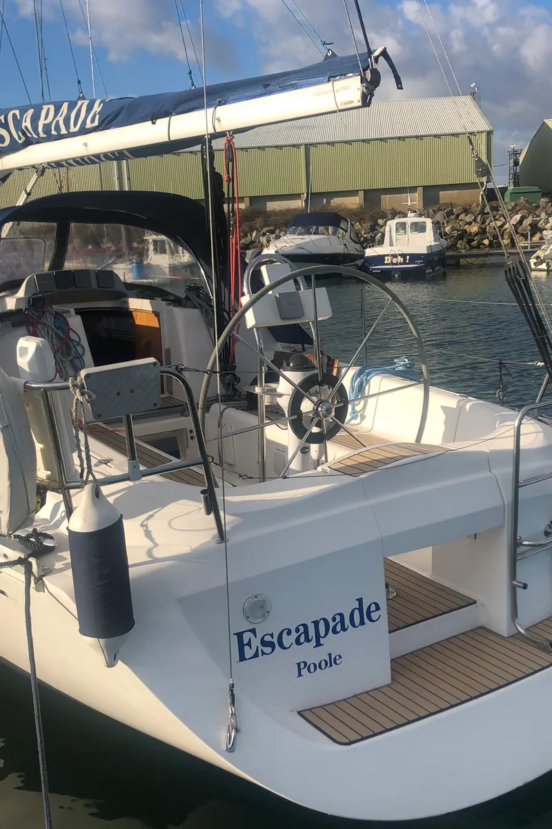 Exterior view of Escapade, a Elan 333 sailboat at Poole, United Kingdom