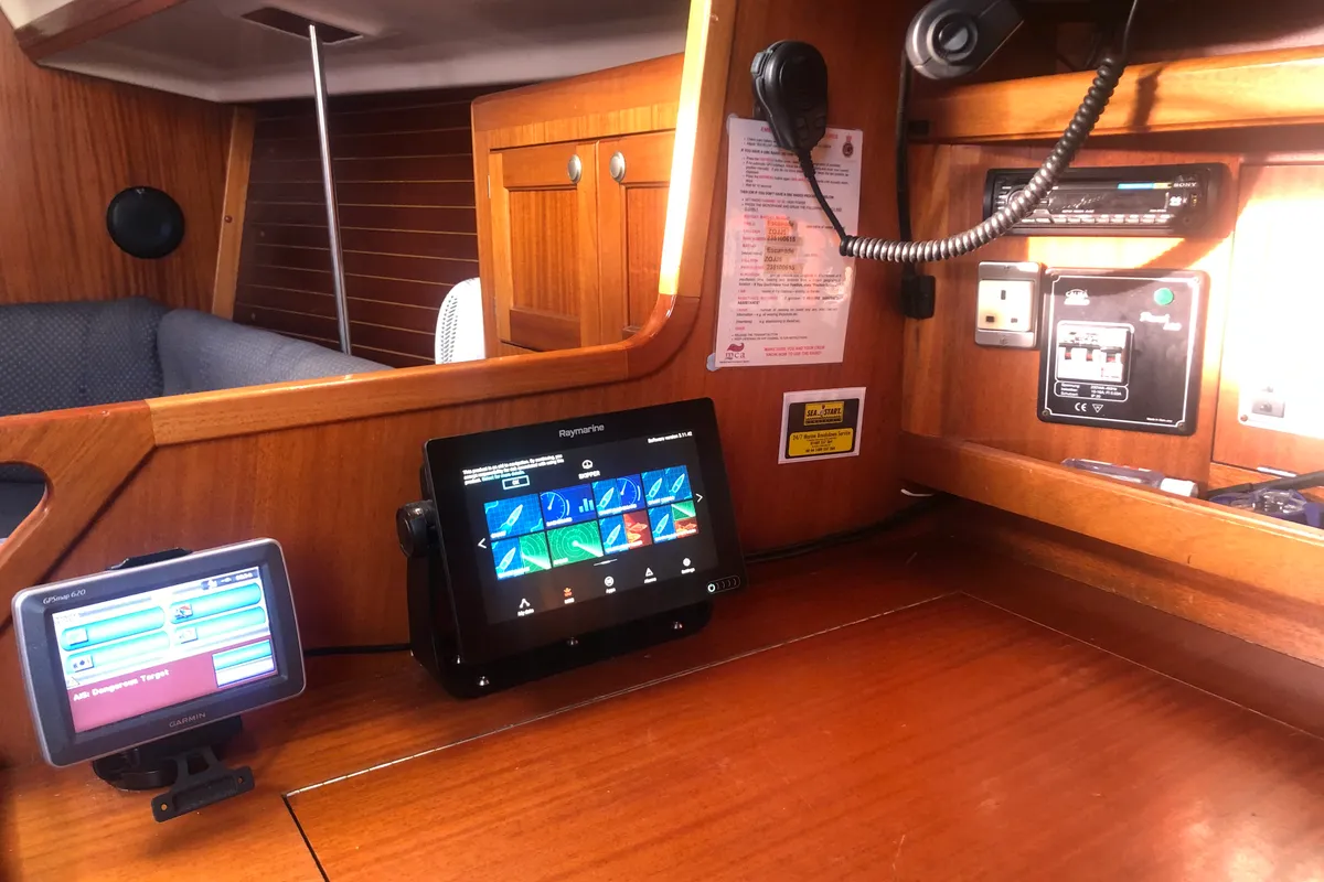 Salon of Escapade, a Elan 333 sailboat at Poole, United Kingdom