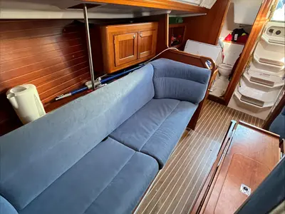 Salon of Escapade, a Elan 333 sailboat at Poole, United Kingdom