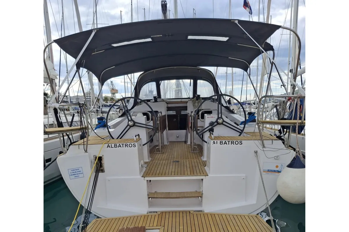 Exterior view of Albatros, a Elan Impression 45.1 sailboat at Grad Šibenik, Croatia