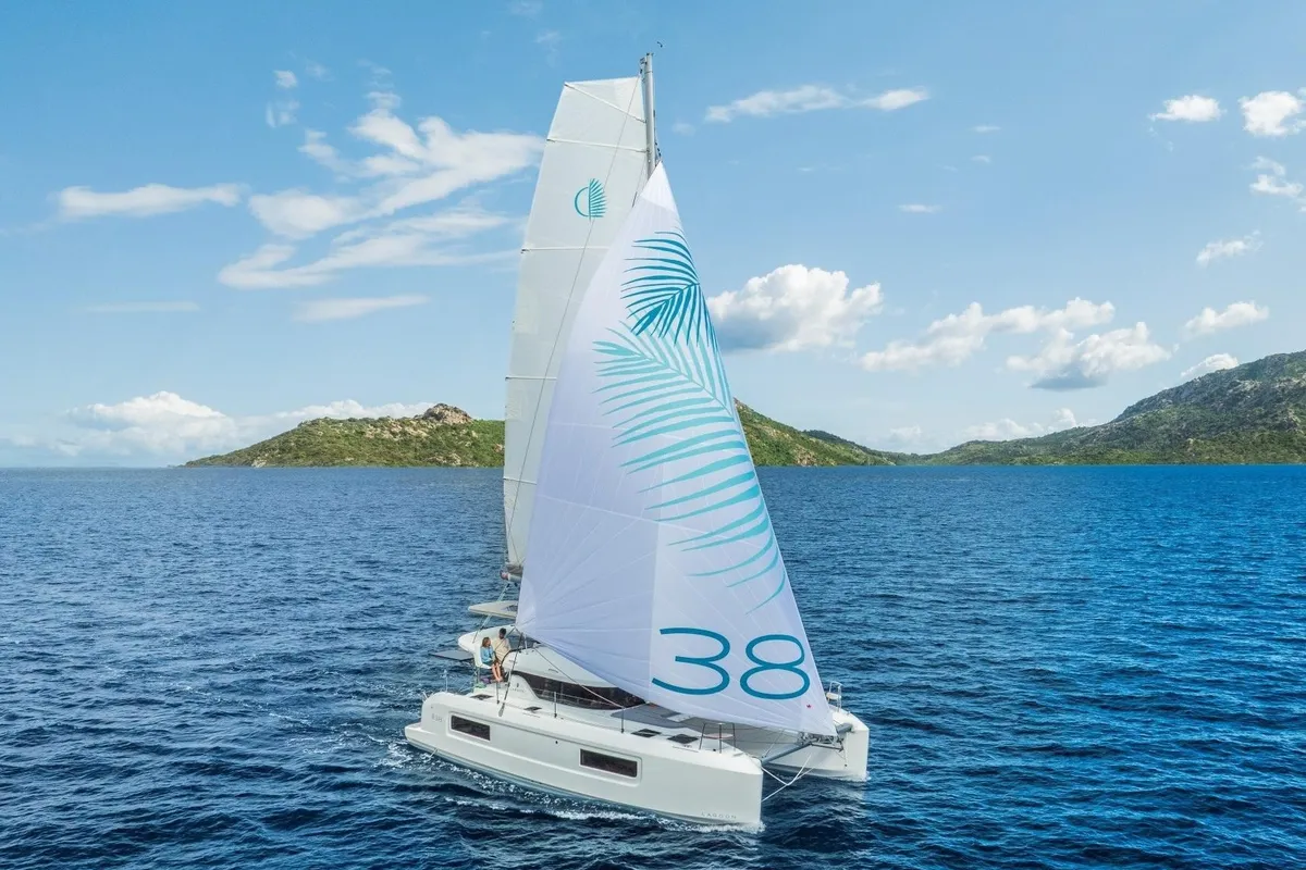 Blue Horizon, a Lagoon 38 catamaran at Seget Donji, Croatia