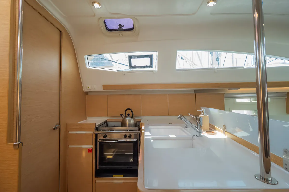 Galley of Anadea, a Elan Impression 40 sailboat at Grad Biograd na Moru, Croatia