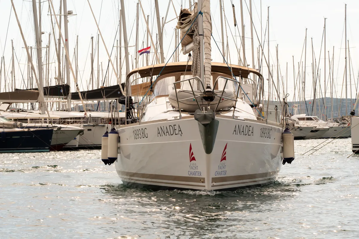 Exterior view of Anadea, a Elan Impression 40 sailboat at Grad Biograd na Moru, Croatia
