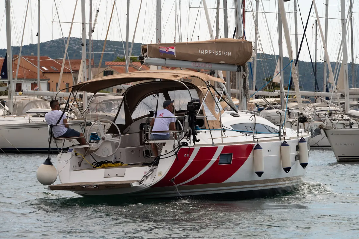 Exterior view of Anadea, a Elan Impression 40 sailboat at Grad Biograd na Moru, Croatia