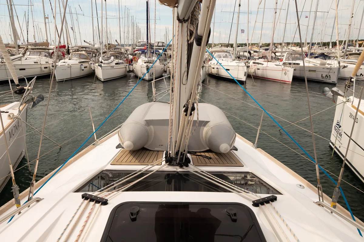 Deck of Anadea, a Elan Impression 40 sailboat at Grad Biograd na Moru, Croatia