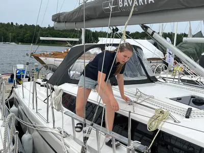 Deck of Eleven, a Bavaria C38 sailboat at Fisksätra, Sweden