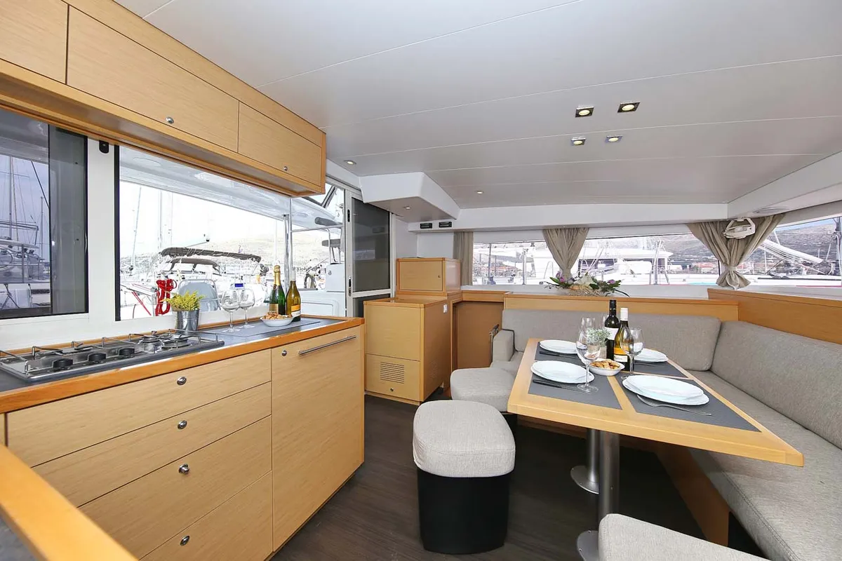 Salon of Elea, a Lagoon 400 S2 catamaran at Grad Trogir, Croatia