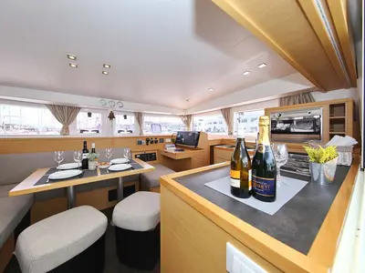 Salon of Elea, a Lagoon 400 S2 catamaran at Grad Trogir, Croatia