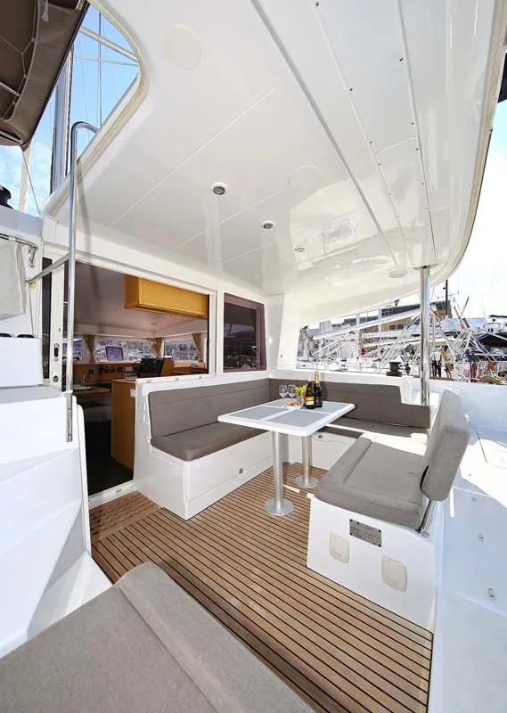 Deck of Elea, a Lagoon 400 S2 catamaran at Grad Trogir, Croatia