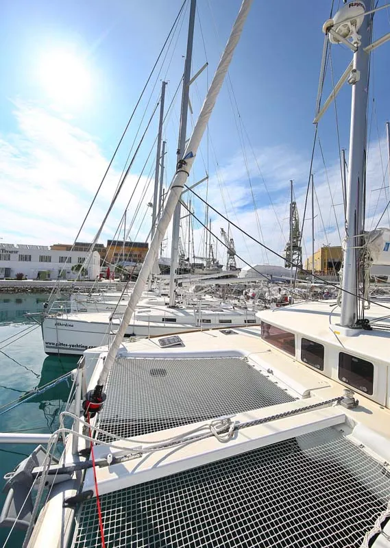Deck of Elea, a Lagoon 400 S2 catamaran at Grad Trogir, Croatia