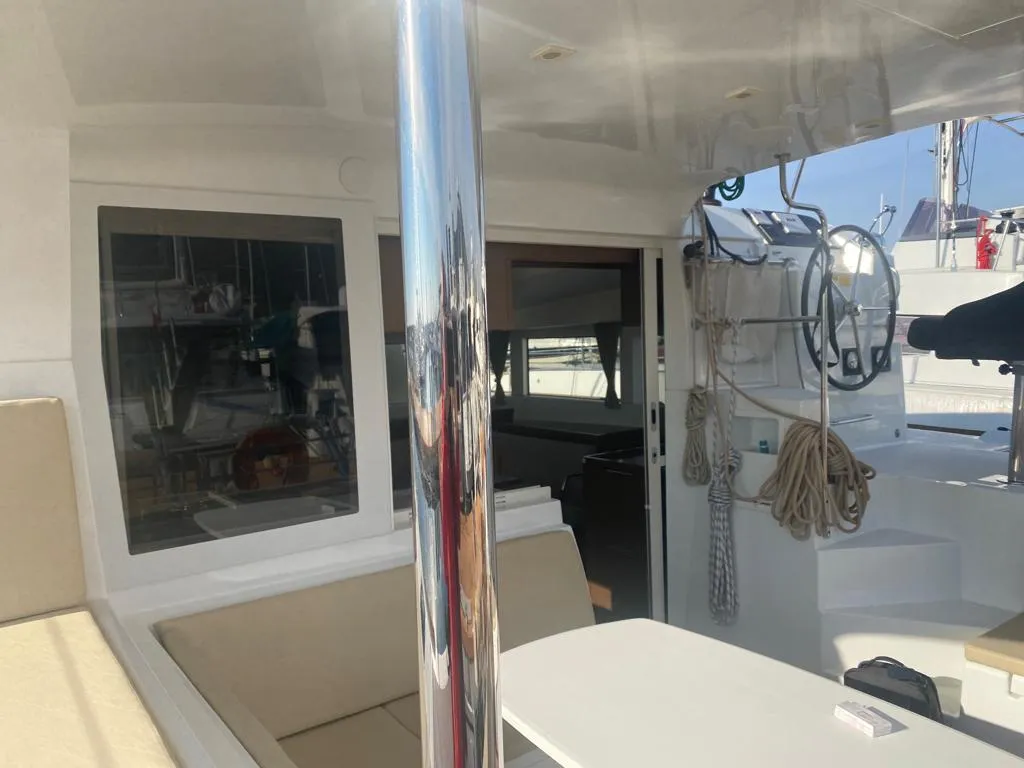 Deck of Regolo, a Lagoon 40 catamaran at Salerno, Italy