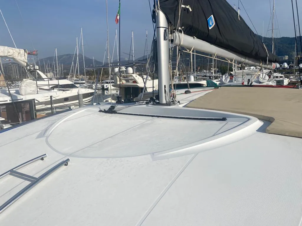 Deck of Regolo, a Lagoon 40 catamaran at Salerno, Italy