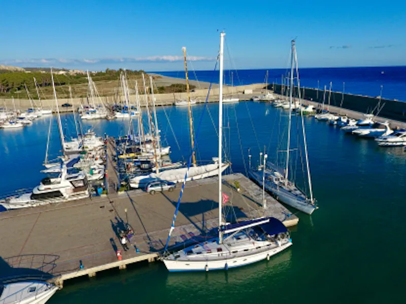 Exterior view of Bunk cabin 1, a Bavaria 50 Cruiser sailboat at Nettuno, Italy