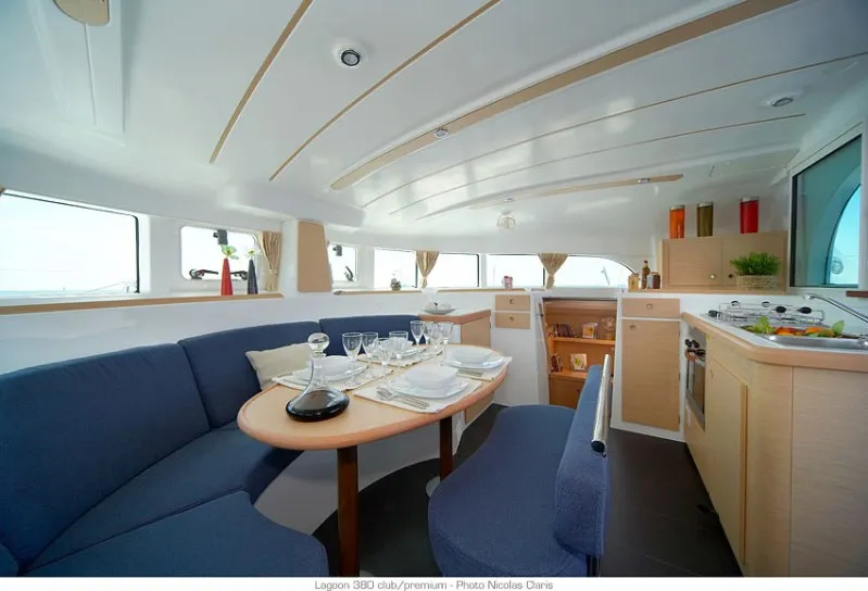 Salon of Eftychia 5, a Lagoon 380 catamaran at Municipal Unit of Lefkada, Greece