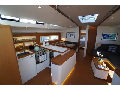 Salon of Zenith, a Beneteau First 53 sailboat at Grad Kaštela, Croatia