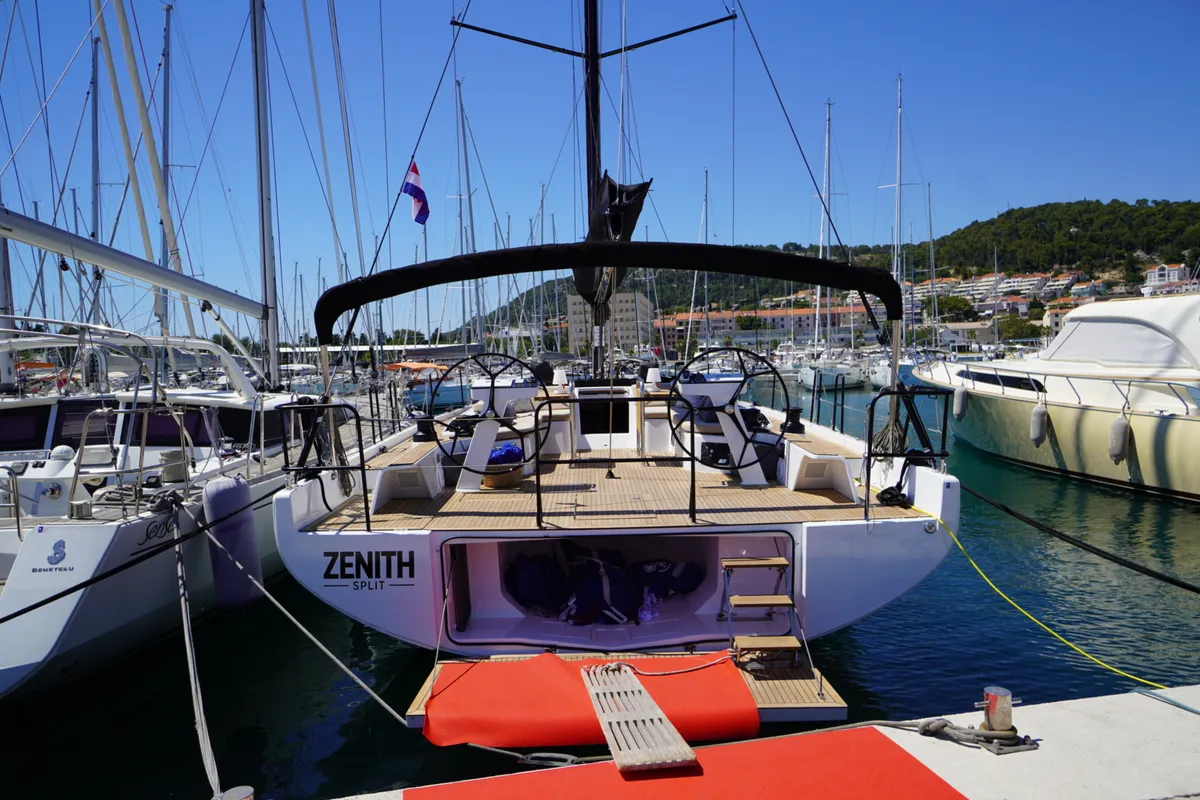 Exterior view of Zenith, a Beneteau First 53 sailboat at Grad Kaštela, Croatia