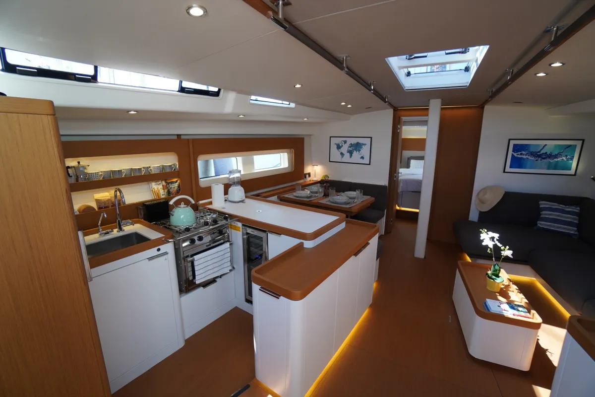 Galley of Zenith, a Beneteau First 53 sailboat at Grad Kaštela, Croatia