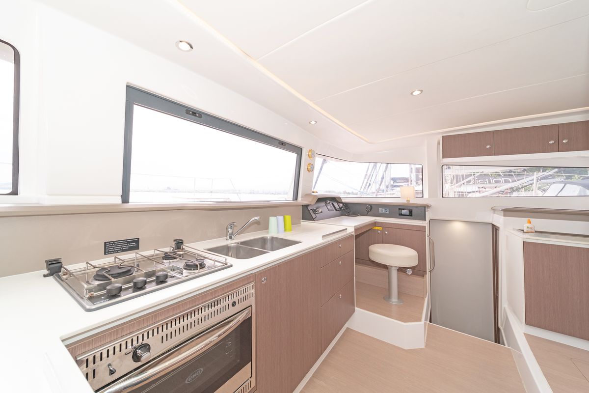 Galley of Annita, a Bali 4.3 catamaran at Preveza, Greece