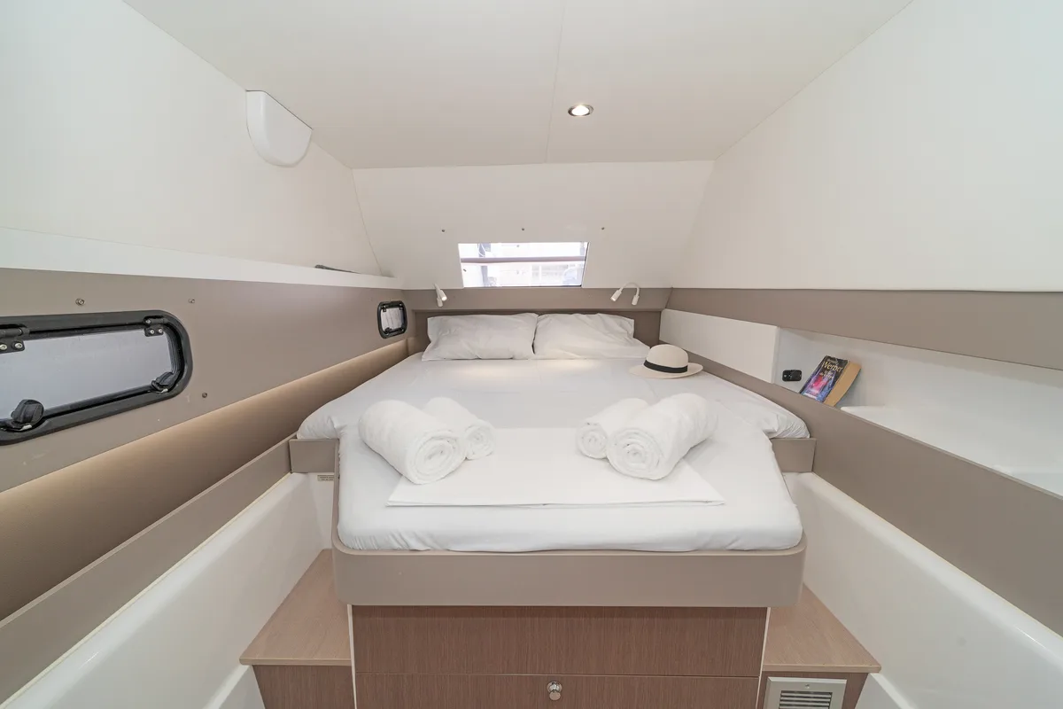 Cabin on Annita, a Bali 4.3 catamaran at Preveza, Greece