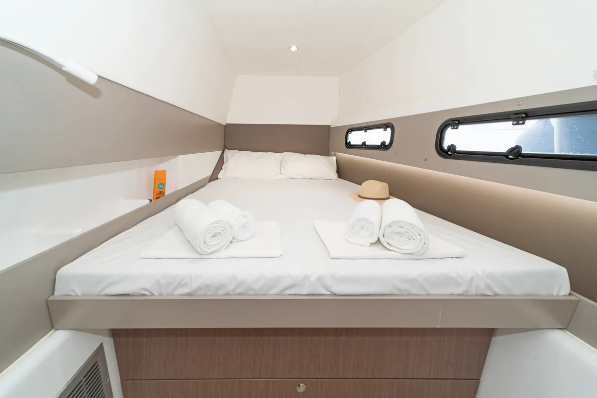 Cabin on Annita, a Bali 4.3 catamaran at Preveza, Greece