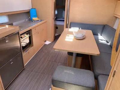Galley of Musica, a Dufour 390 Grand Large sailboat at Olbia, Italy