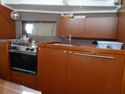 Galley of Karavas, a Beneteau Oceanis 38 sailboat at Municipal Unit of Lefkada, Greece