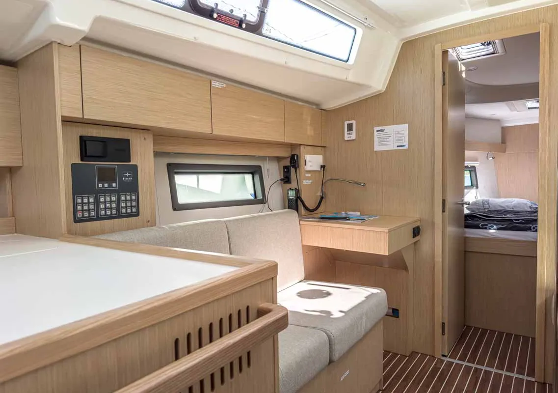 Salon of Penelope, a Bavaria C38 sailboat at Grad Pula, Croatia
