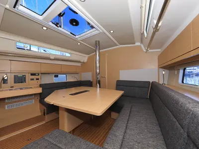 Salon of Pollux, a Hanse 418 sailboat at Grad Kaštela, Croatia
