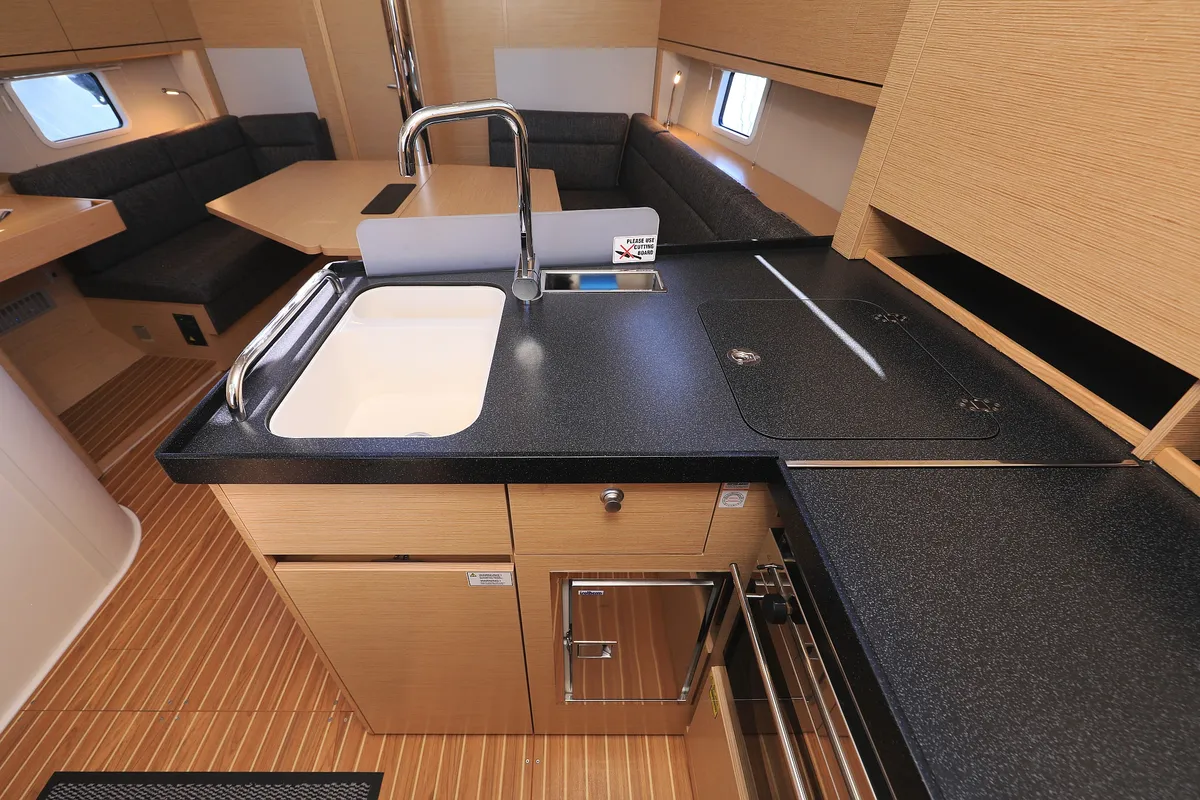 Galley of Pollux, a Hanse 418 sailboat at Grad Kaštela, Croatia