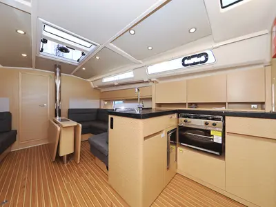 Galley of Pollux, a Hanse 418 sailboat at Grad Kaštela, Croatia