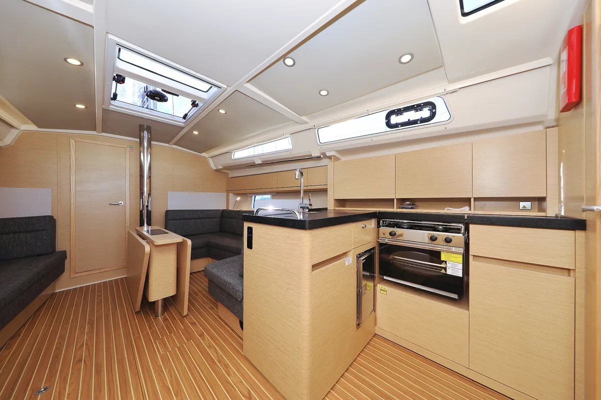Galley of Pollux, a Hanse 418 sailboat at Grad Kaštela, Croatia