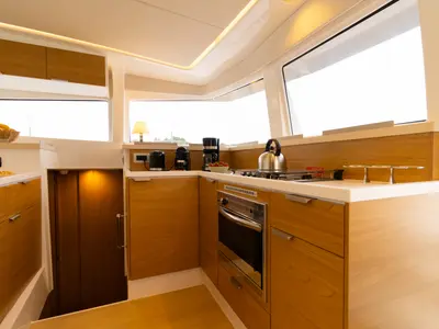 Galley of Stelina II, a Bali 4.2 catamaran at Preveza, Greece