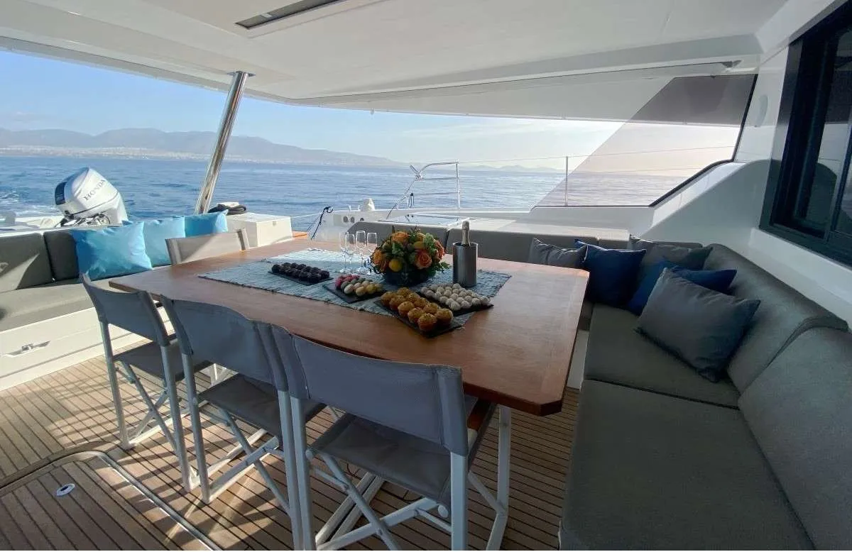 Allure, a Fountaine Pajot Samana 59 catamaran at Athens, Greece