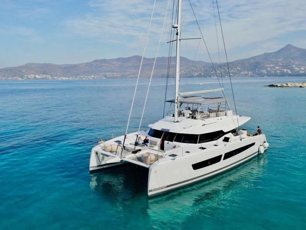 Allure, a Fountaine Pajot Samana 59 catamaran at Athens, Greece
