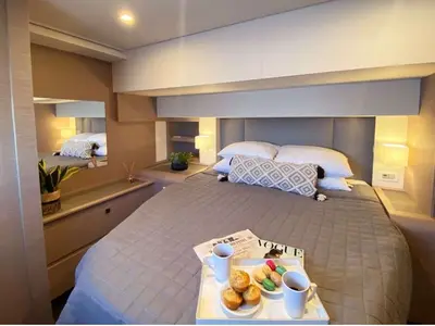 Allure, a Fountaine Pajot Samana 59 catamaran at Athens, Greece