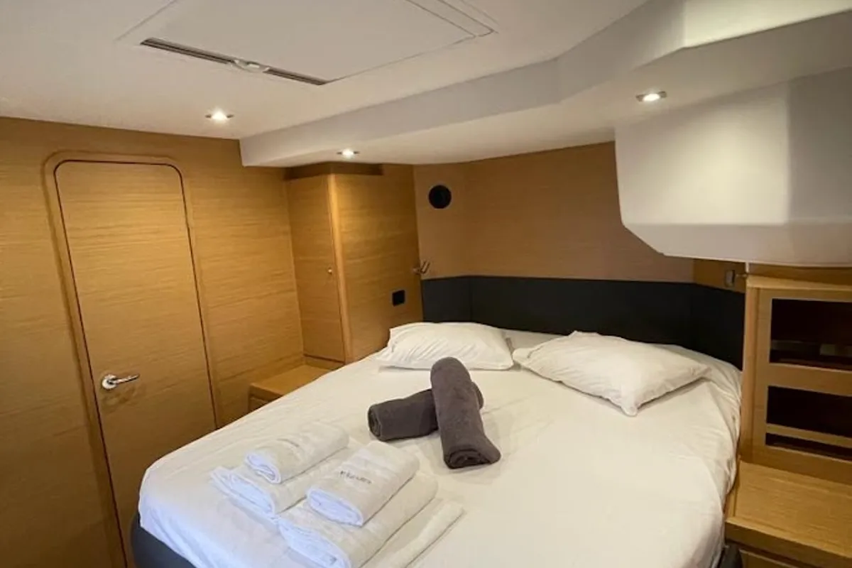 Cabin on Blue Horizon - Skippered, a Dufour Catamaran 48 catamaran at Preveza, Greece