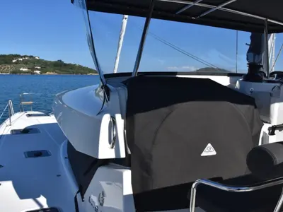 Cockpit of Lagoon 42, a catamaran at Athens, Greece