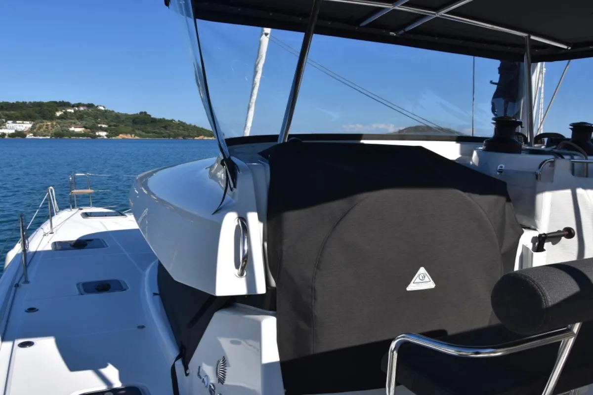 Cockpit of Lagoon 42, a catamaran at Athens, Greece