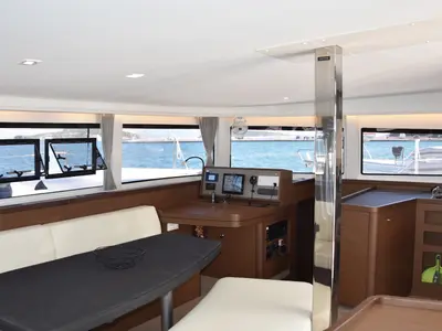 Salon of Lagoon 42, a catamaran at Athens, Greece