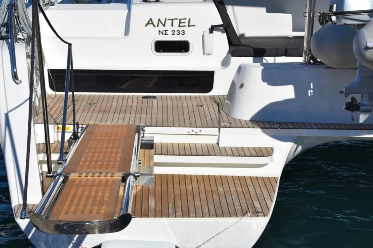 Deck of Lagoon 42, a catamaran at Athens, Greece